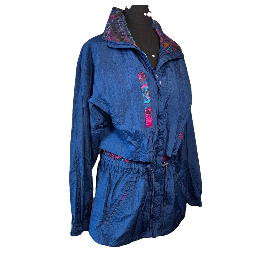 Vtg 90s Moving Comfort Windbreaker Jacket LG Full Zip Drawstring Waist - Picture 2 of 16
